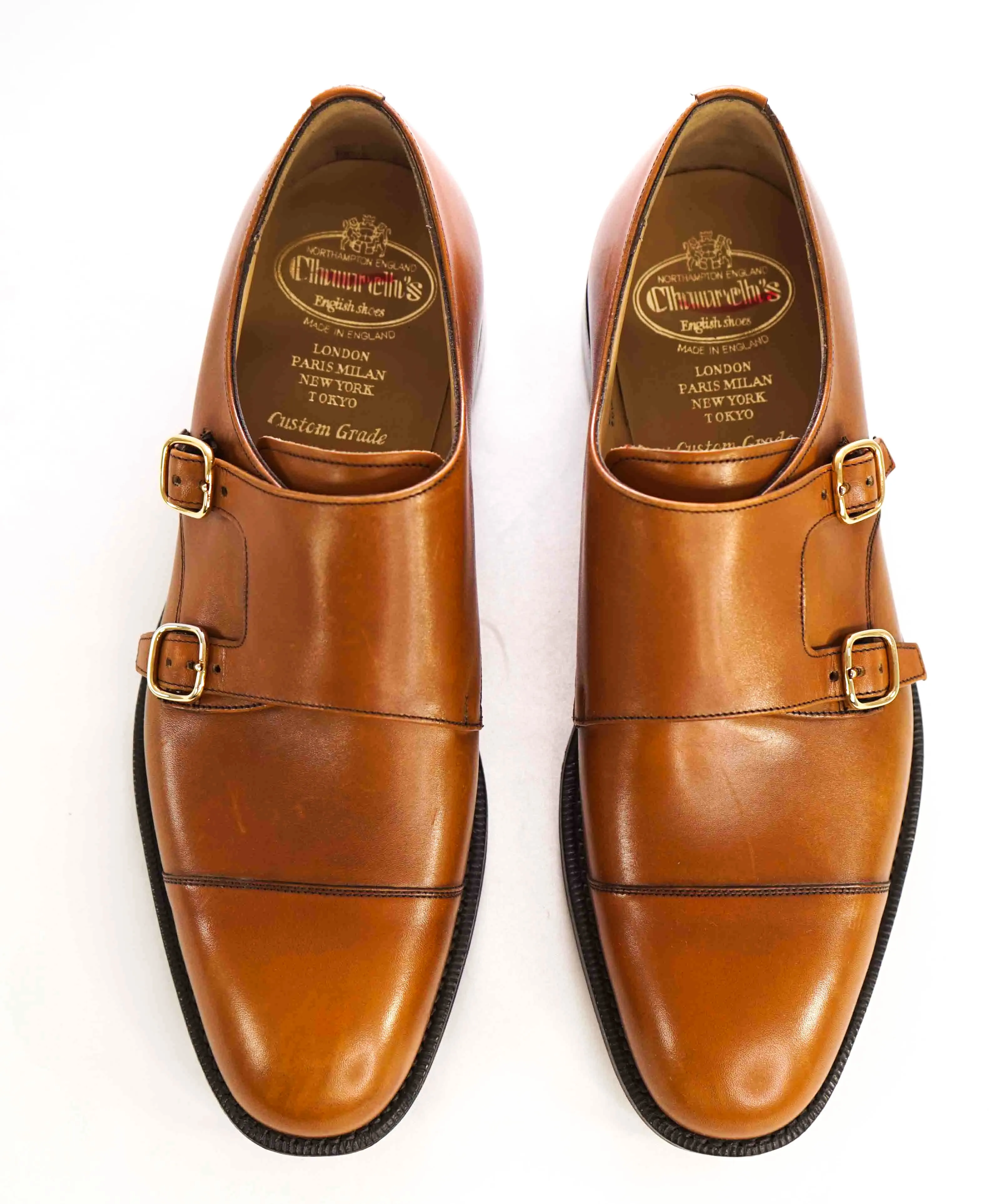 $795 CHURCH'S - Brown / Cognac Double Monk Premium Grade Loafers - 8 ( 7 )