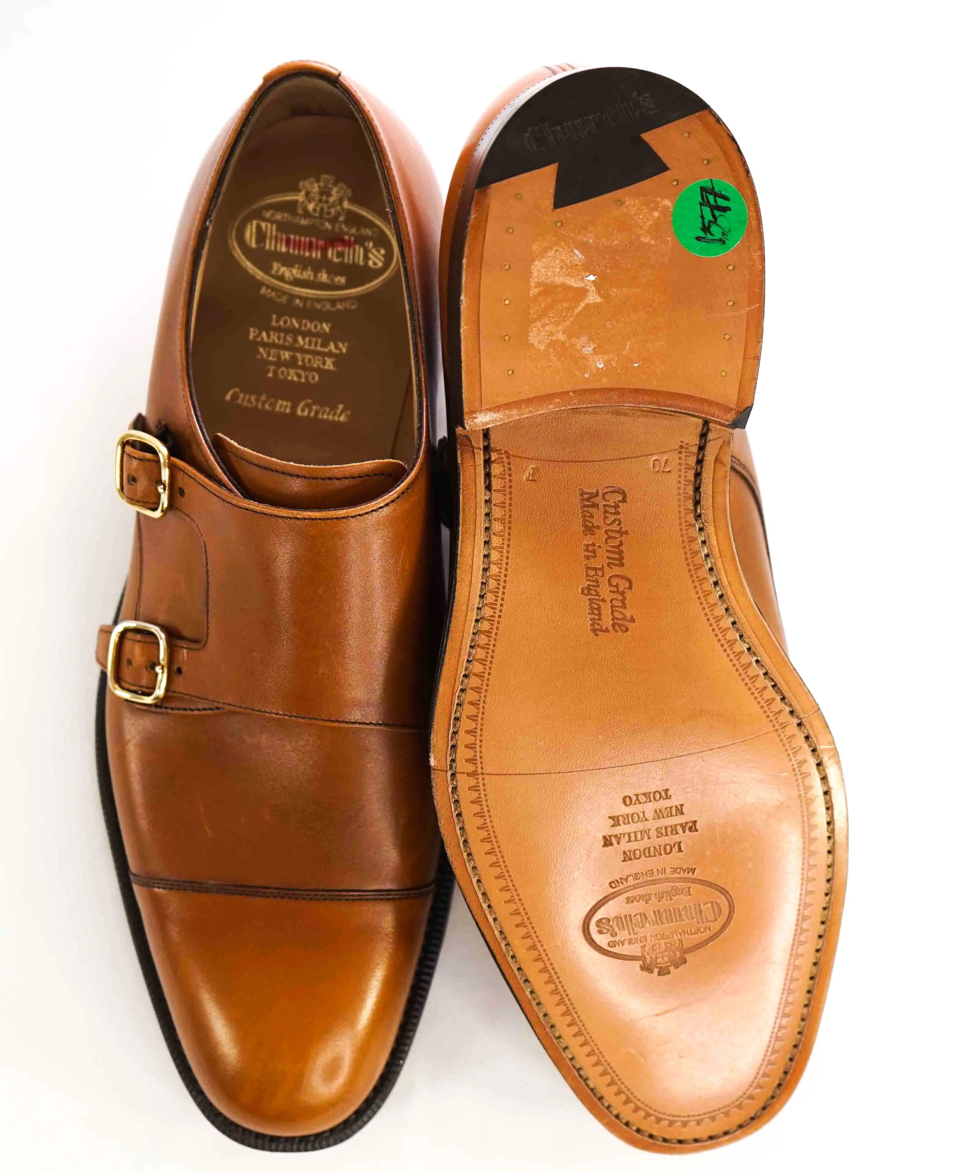 $795 CHURCH'S - Brown / Cognac Double Monk Premium Grade Loafers - 8 ( 7 )