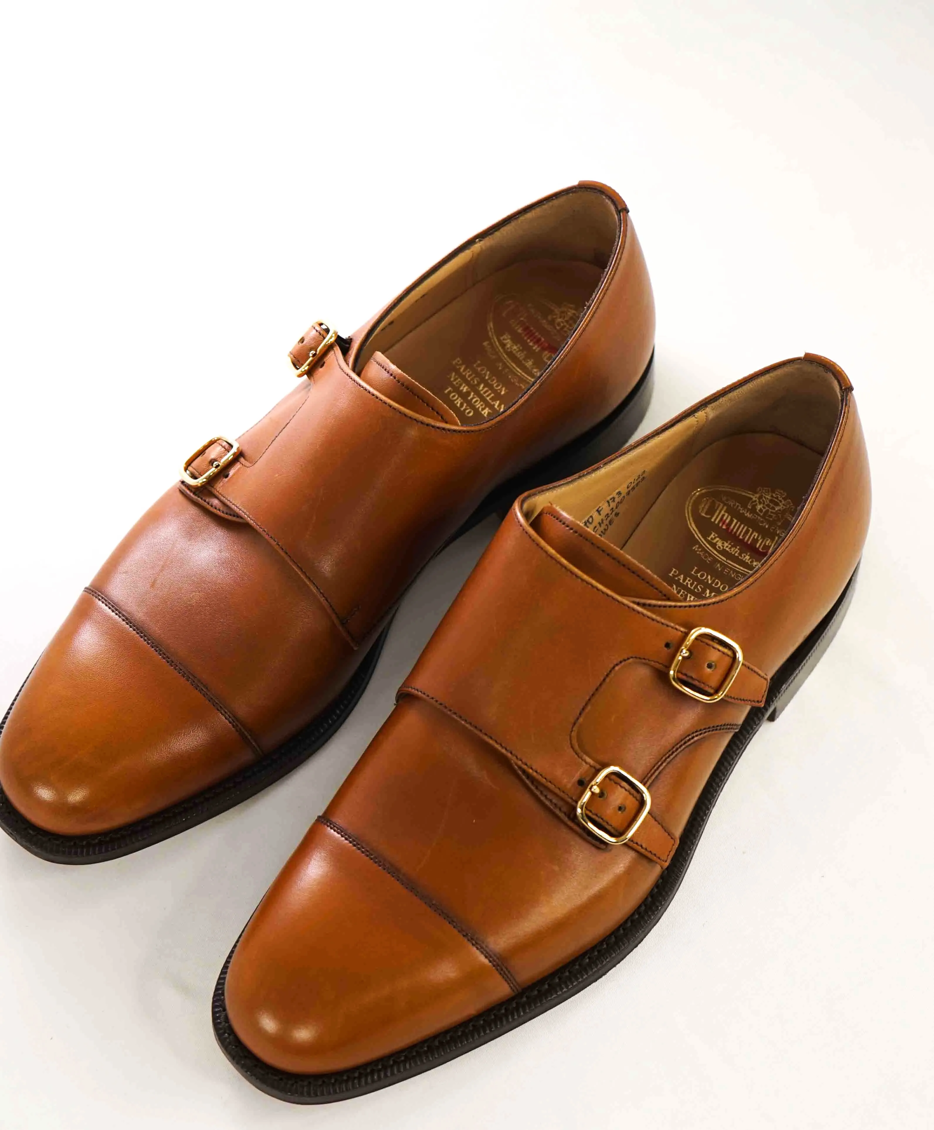 $795 CHURCH'S - Brown / Cognac Double Monk Premium Grade Loafers - 8 ( 7 )