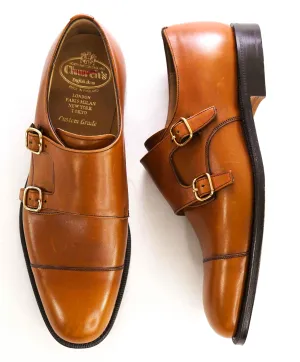 $795 CHURCH'S - Brown / Cognac Double Monk Premium Grade Loafers - 8 ( 7 )