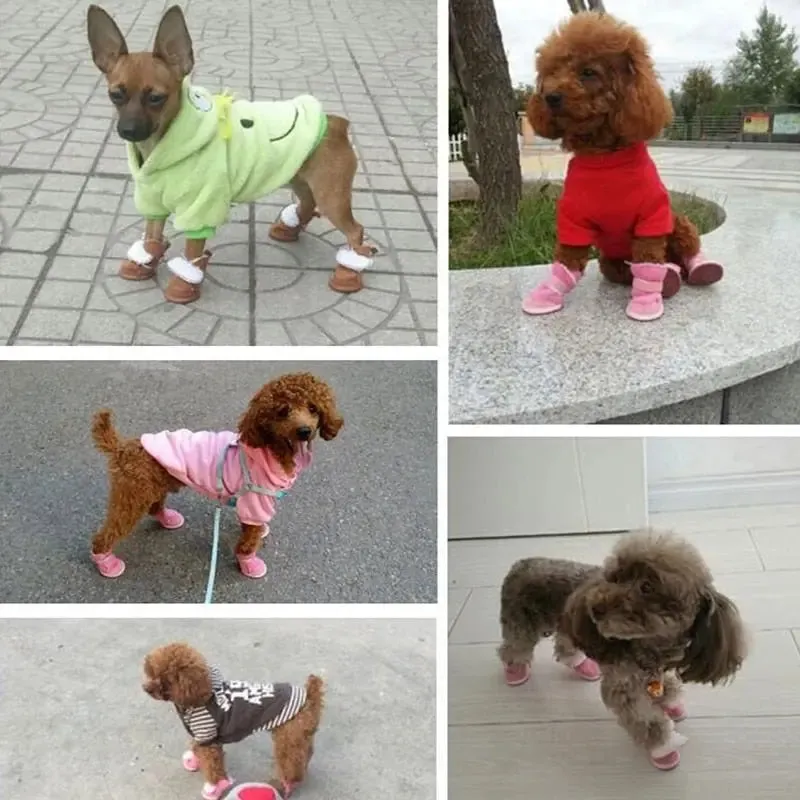 AnniePaw 4 Pcs Cute Dog Boots - Non-Slip Outdoor Sneakers