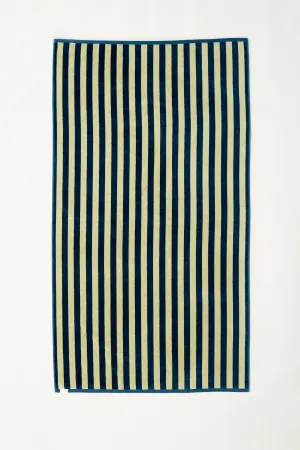 Beach Towel in Chardonnay/Marine Blue Stripe