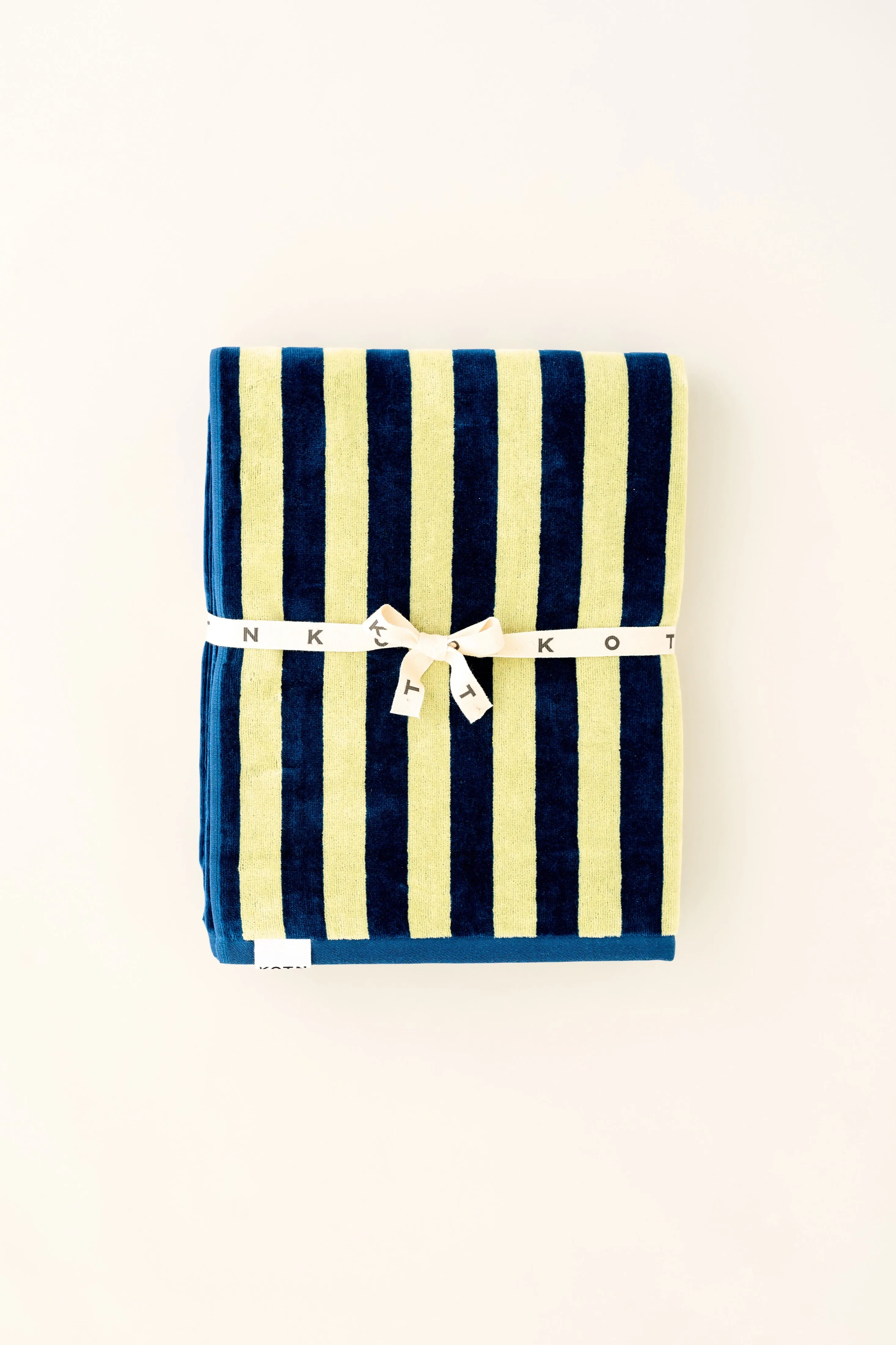 Beach Towel in Chardonnay/Marine Blue Stripe