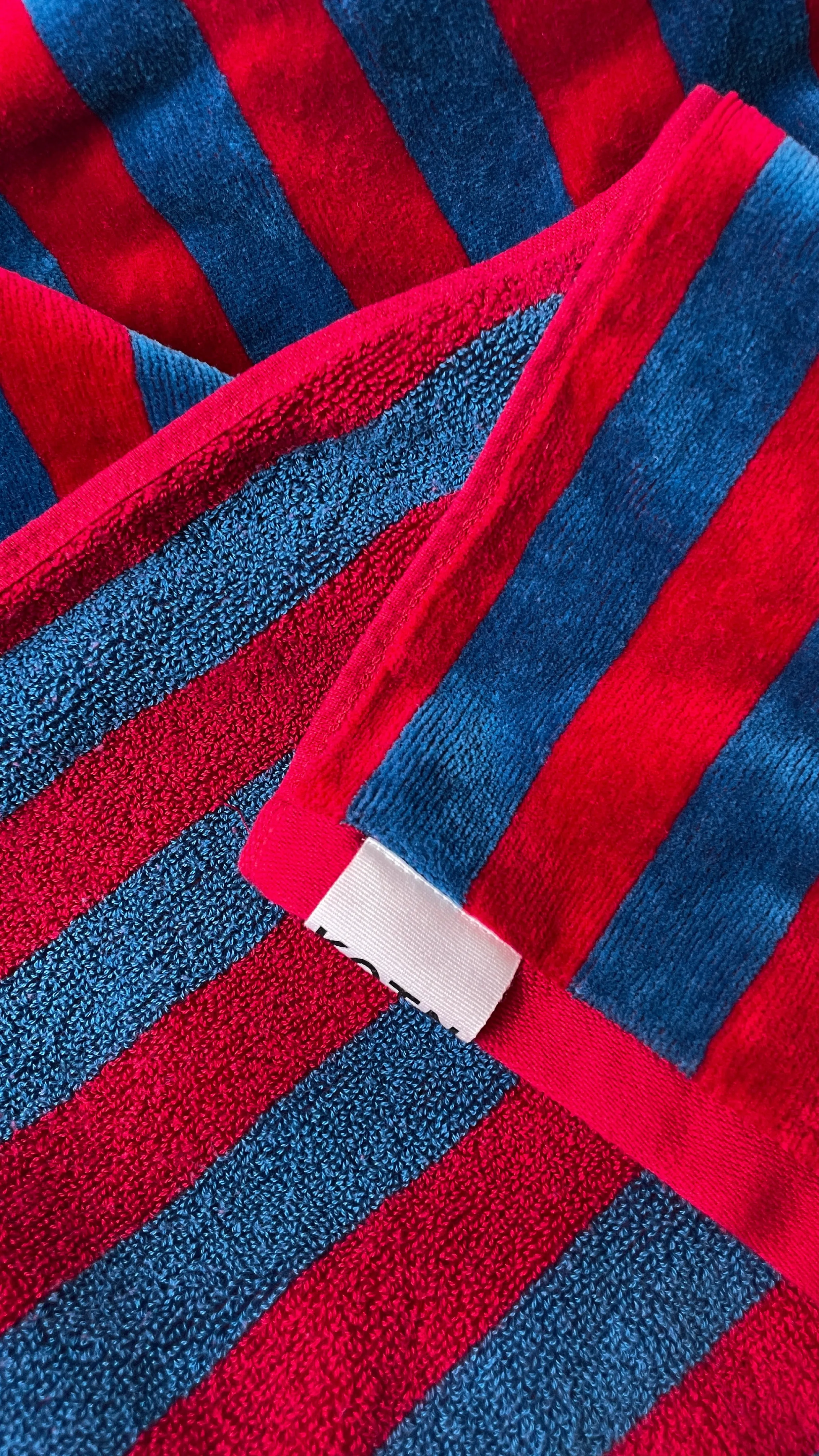 Beach Towel in French Blue/Jester Red Stripe