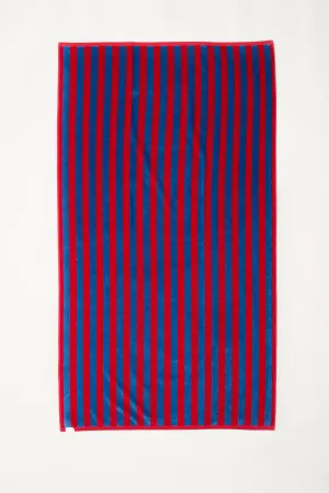 Beach Towel in French Blue/Jester Red Stripe