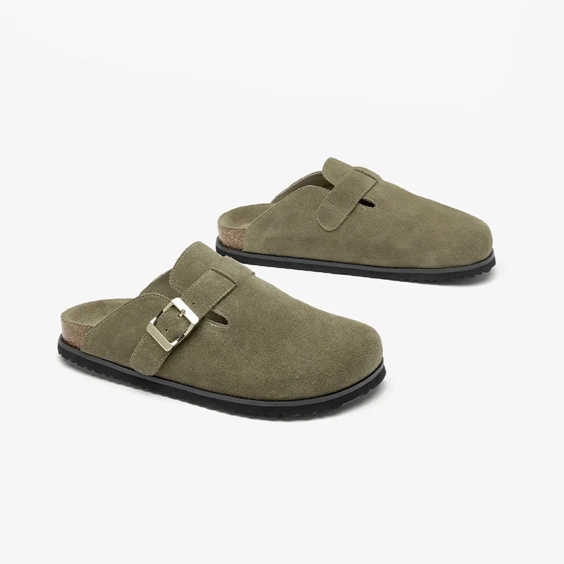 BeauToday Genuine Cow Suede Flats Leisure Slip-on Sandals for Women