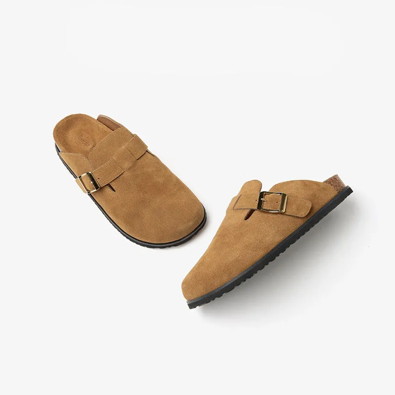 BeauToday Genuine Cow Suede Flats Leisure Slip-on Sandals for Women