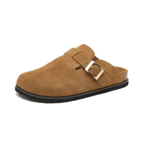 BeauToday Genuine Cow Suede Flats Leisure Slip-on Sandals for Women