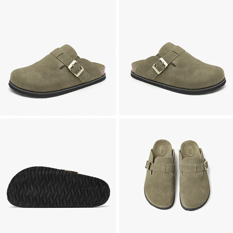 BeauToday Genuine Cow Suede Flats Leisure Slip-on Sandals for Women