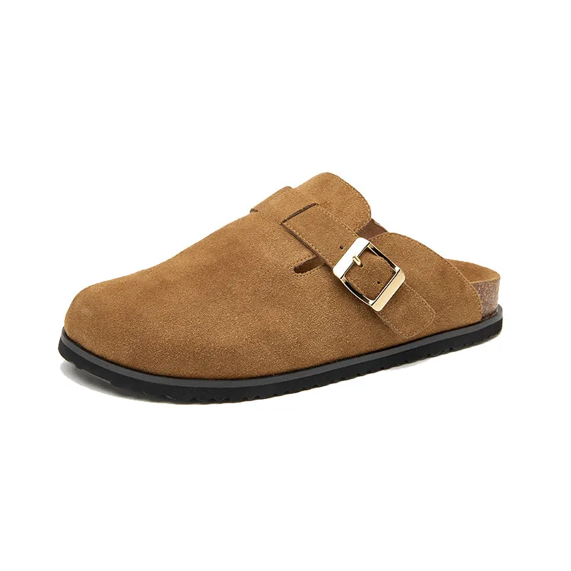 BeauToday Genuine Cow Suede Flats Leisure Slip-on Sandals for Women