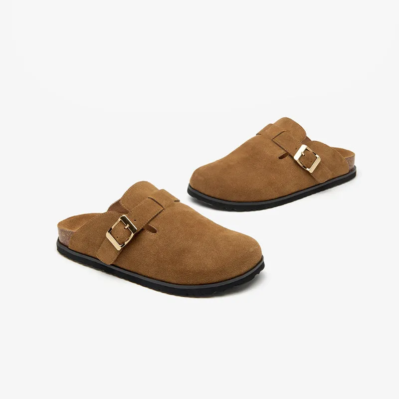 BeauToday Genuine Cow Suede Flats Leisure Slip-on Sandals for Women