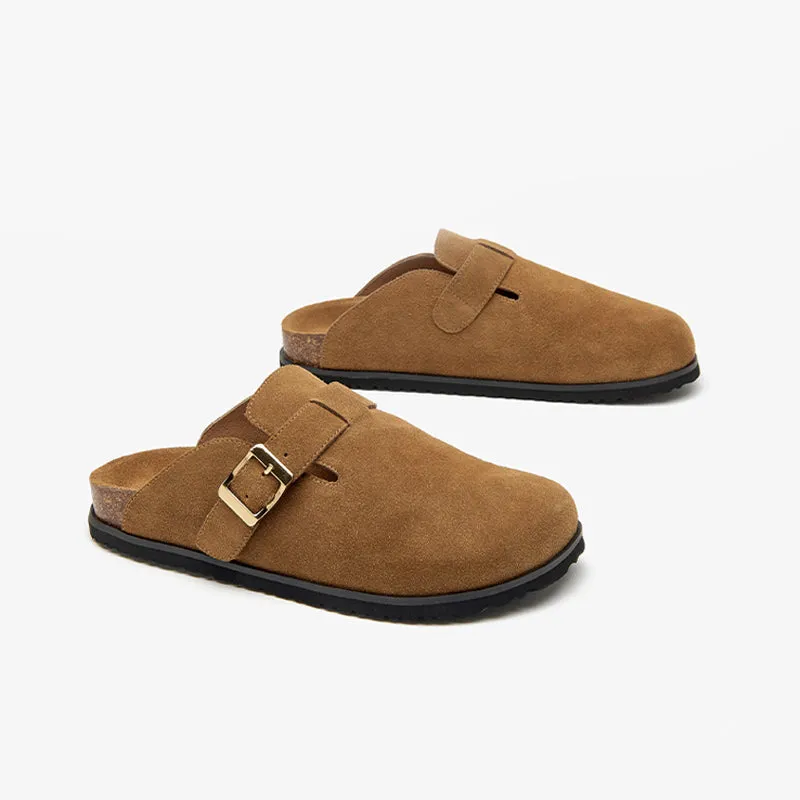 BeauToday Genuine Cow Suede Flats Leisure Slip-on Sandals for Women