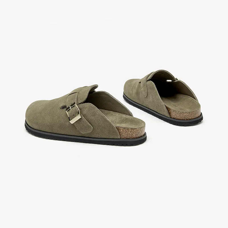BeauToday Genuine Cow Suede Flats Leisure Slip-on Sandals for Women