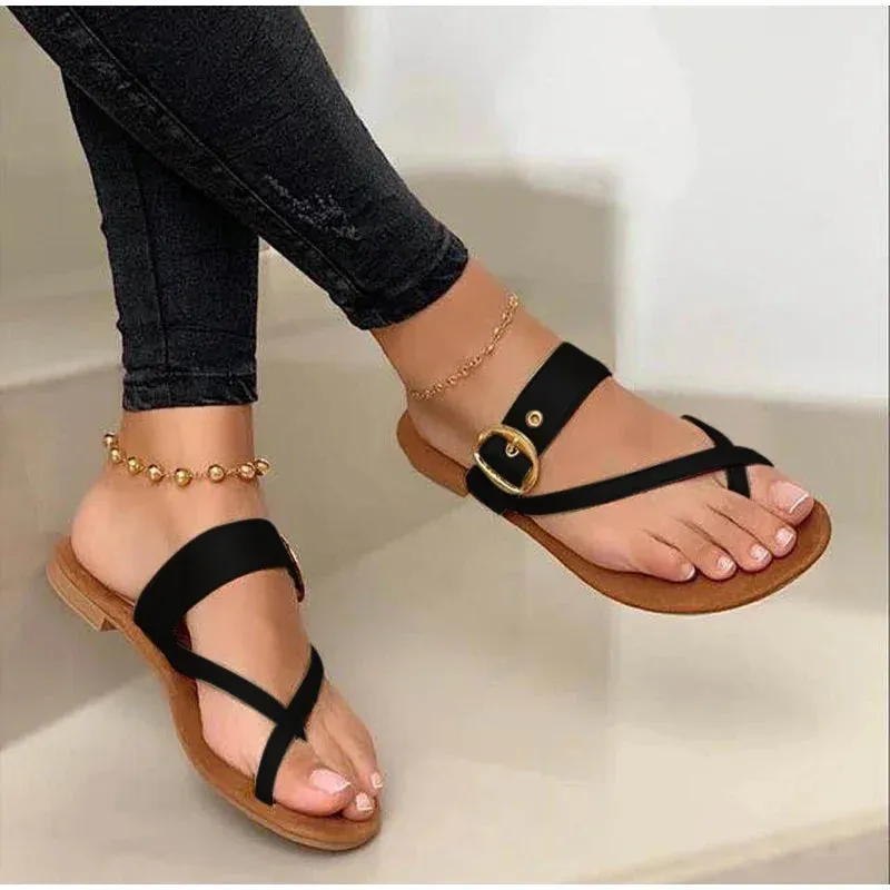 binfenxie Fashion Slippers For Women Clip Toe Summer Buckle Sandals Casual Ladies Beach Shoes Woman Flip Flops Female 2024 Square Heels