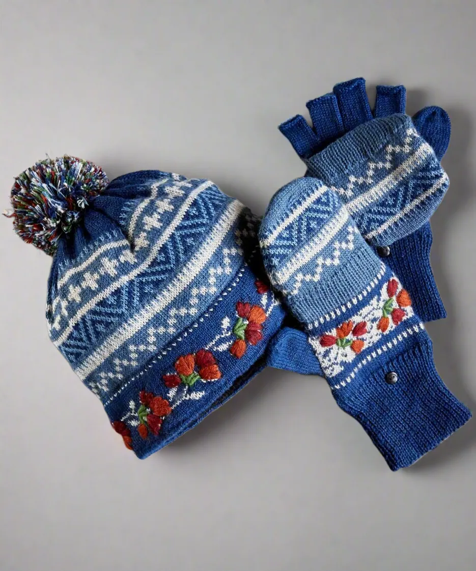 Blue Ridge Alpaca Glitten (Fingerless gloves with flap)