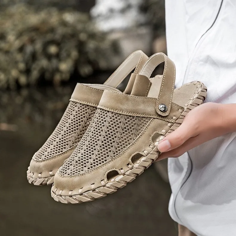Bootara Men's 2025 Summer Genuine Leather Outdoor Beach Sandals
