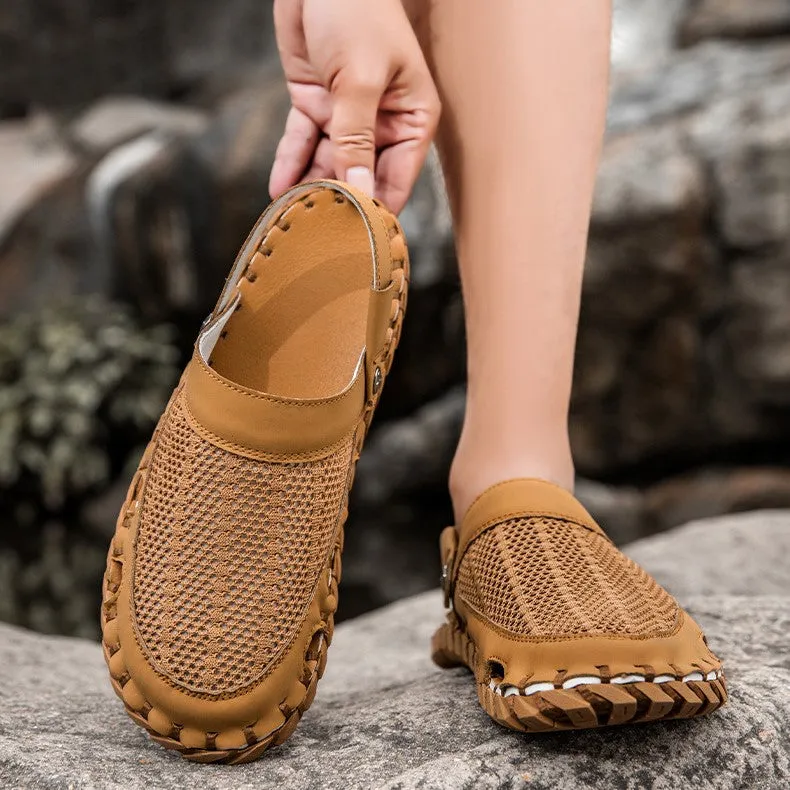 Bootara Men's 2025 Summer Genuine Leather Outdoor Beach Sandals