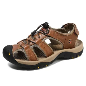 Bootara Men’s Summer Sandals Genuine Leather Beach Shoes with MD Midsole and Handcrafted Non Slip Slip Ons