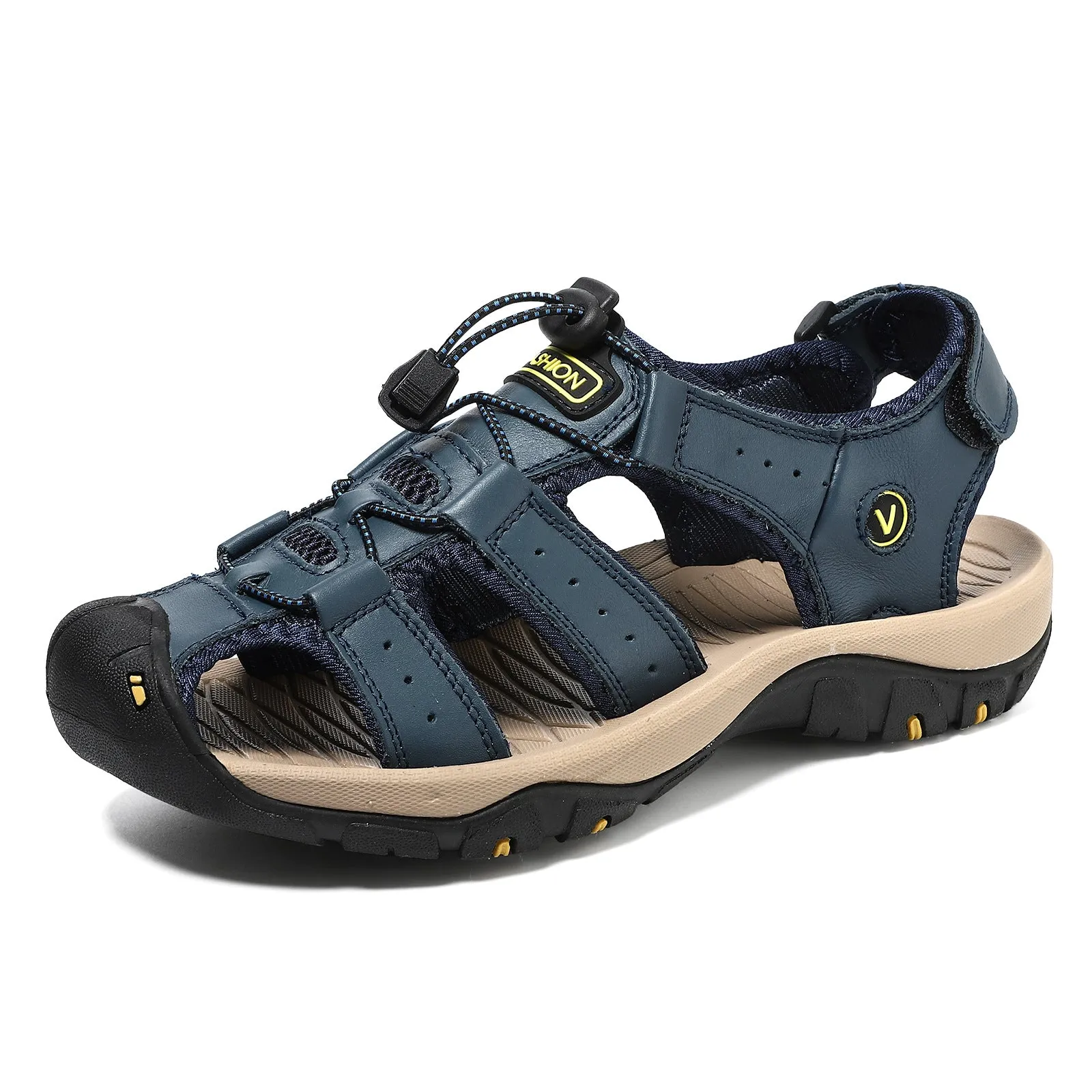 Bootara Men’s Summer Sandals Genuine Leather Beach Shoes with MD Midsole and Handcrafted Non Slip Slip Ons