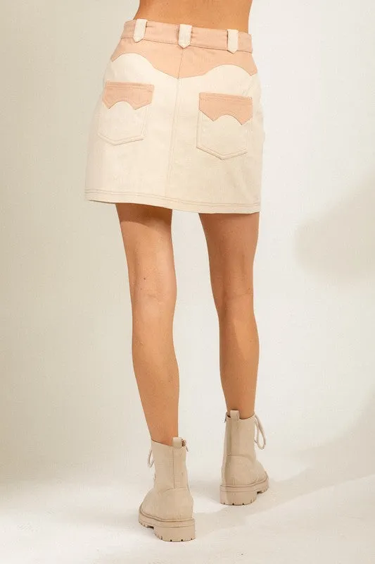 Casual Mini Cotton Skirt - Ecru
