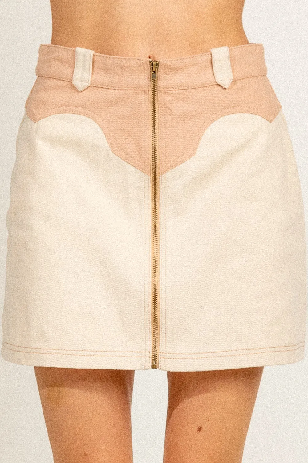 Casual Mini Cotton Skirt - Ecru