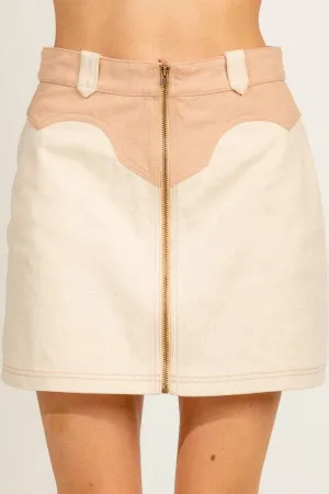 Casual Mini Cotton Skirt - Ecru