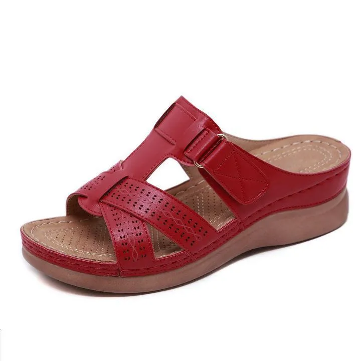 Chicvane Hollow Out Slides Shoes  Criss Cross Wedge Sandals