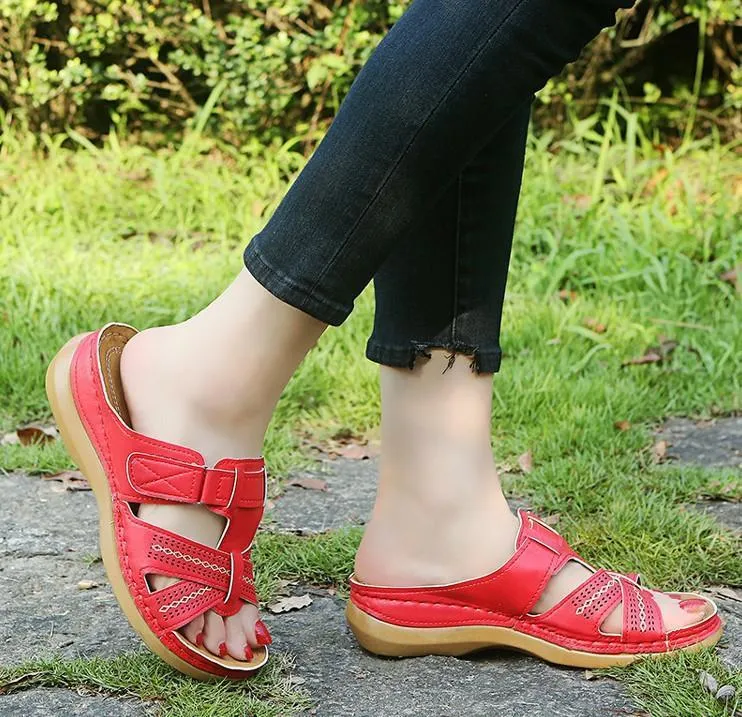 Chicvane Hollow Out Slides Shoes  Criss Cross Wedge Sandals