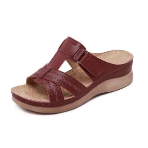 Chicvane Hollow Out Slides Shoes  Criss Cross Wedge Sandals