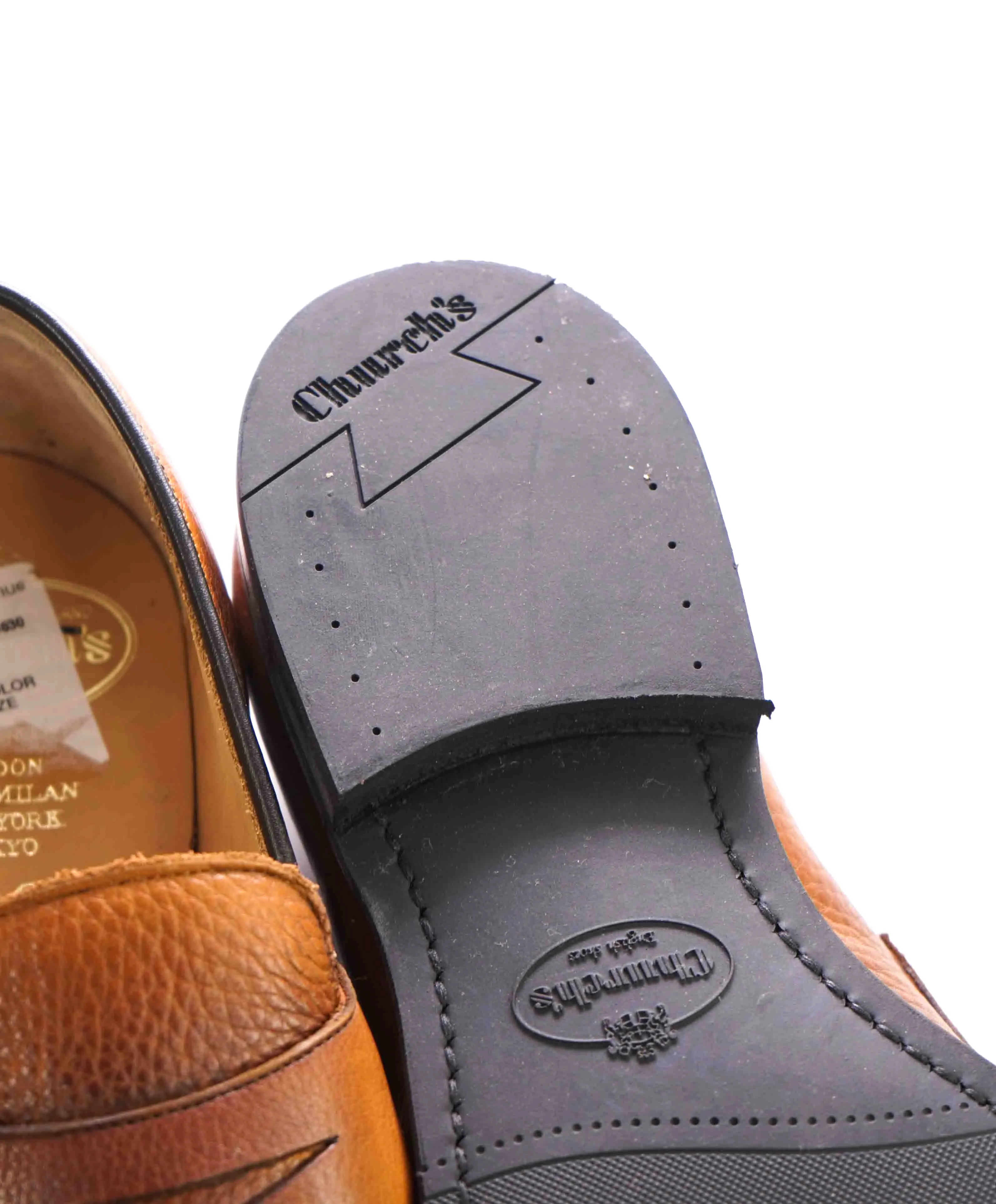CHURCH'S - “Corley" Hand Patina Supple Leather Cognac Penny Loafers - 8.5 (7.5)
