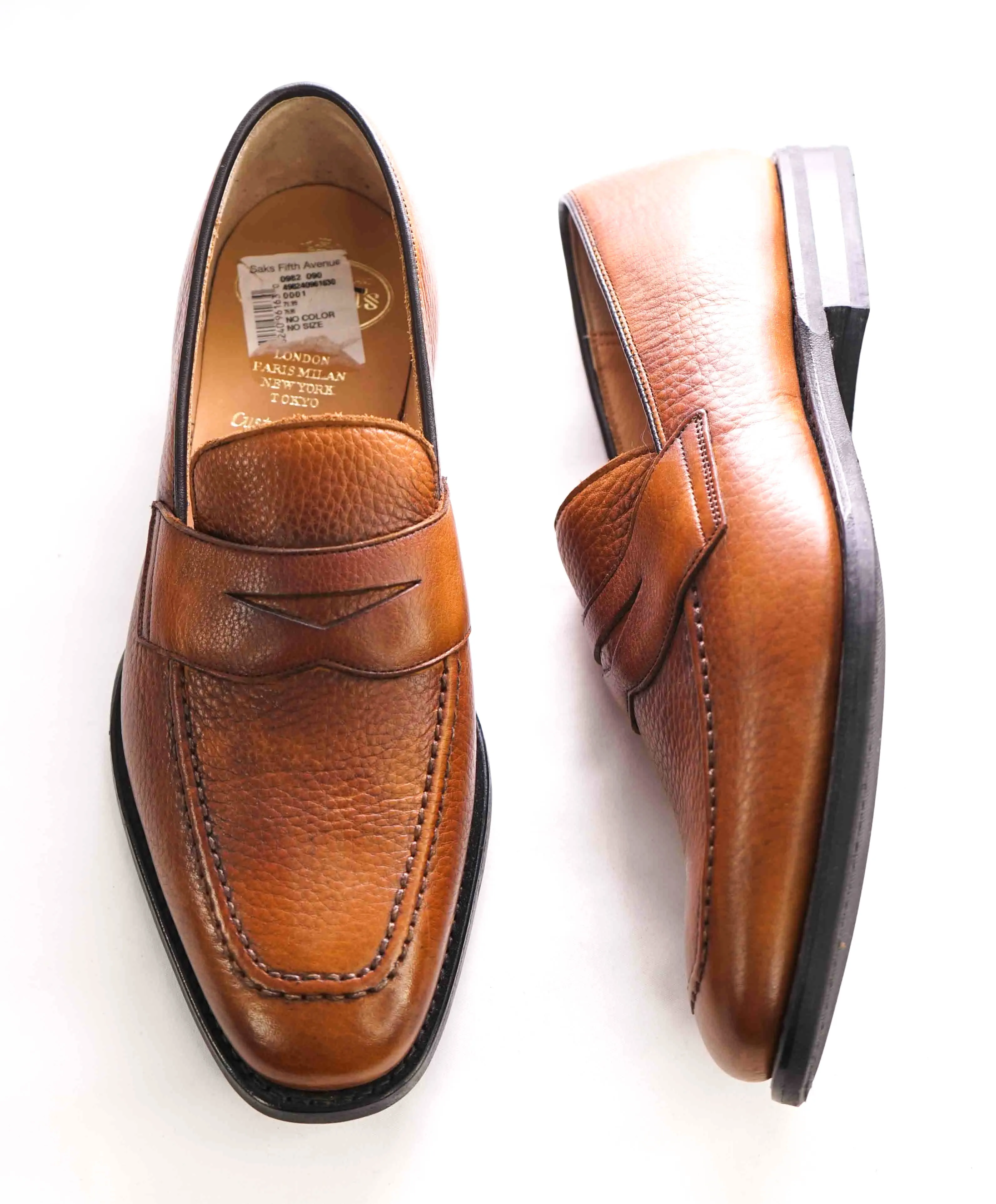CHURCH'S - “Corley" Hand Patina Supple Leather Cognac Penny Loafers - 8.5 (7.5)