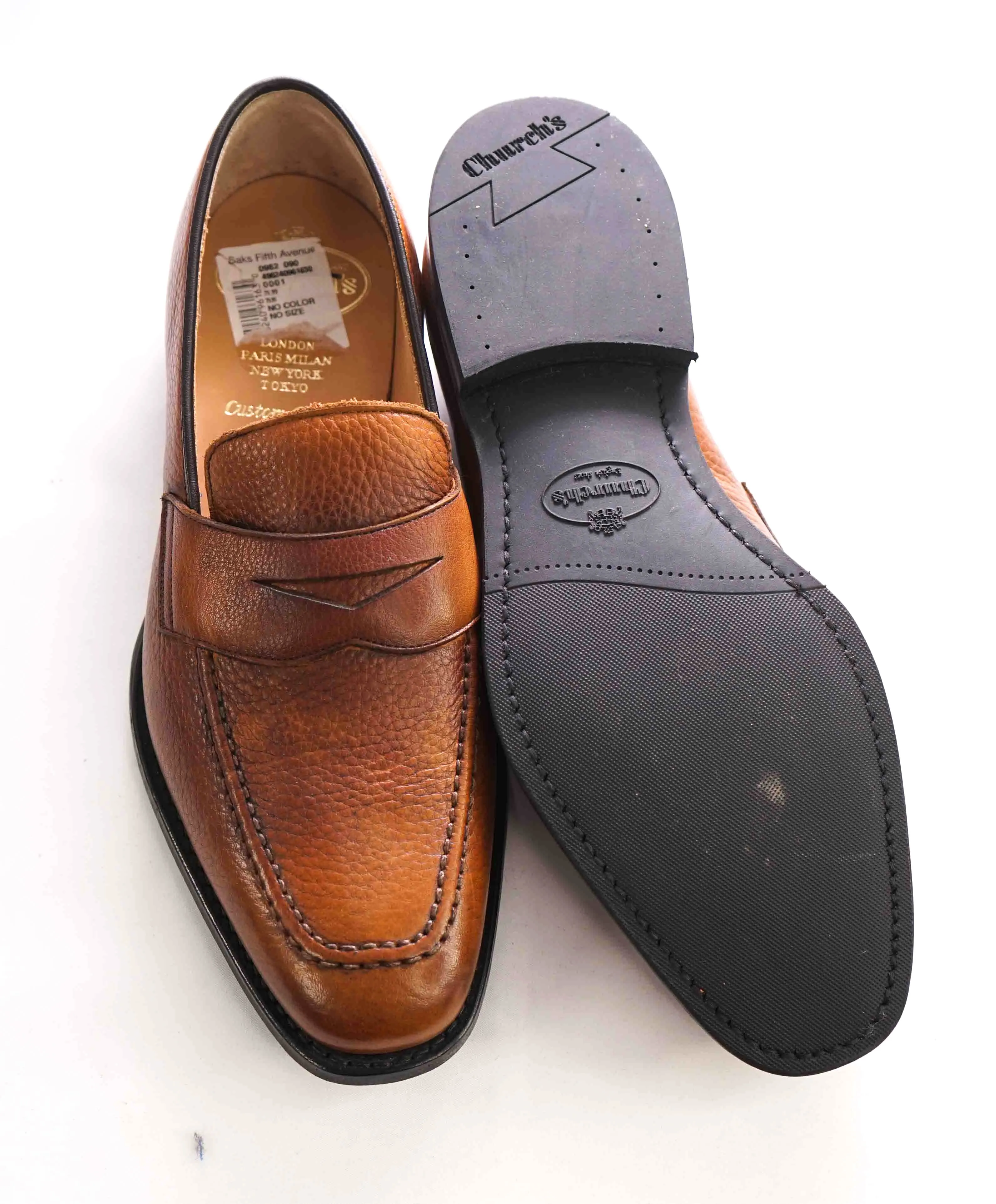 CHURCH'S - “Corley" Hand Patina Supple Leather Cognac Penny Loafers - 8.5 (7.5)