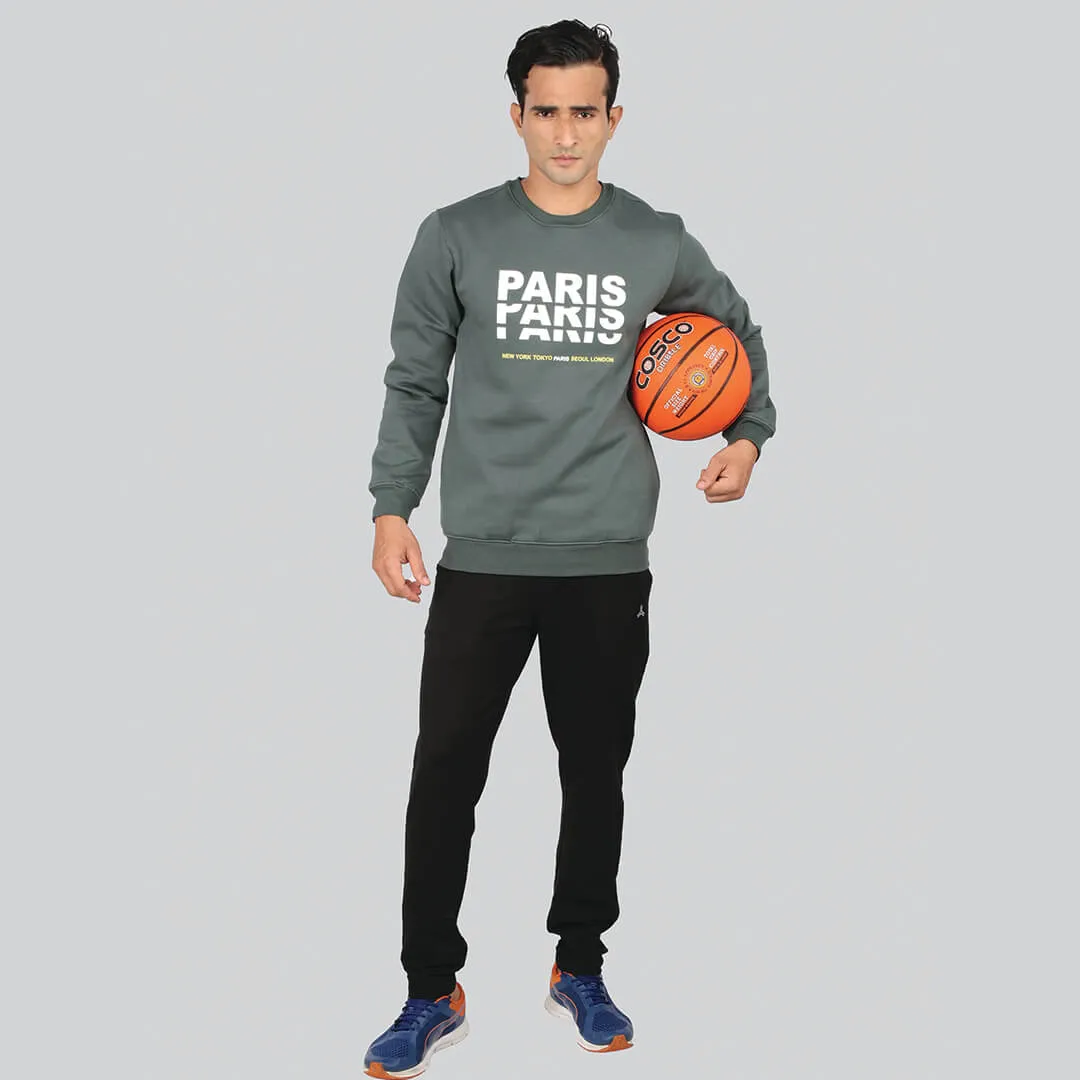 Crew Neck Graphic Print SweatShirt - Kelp Green