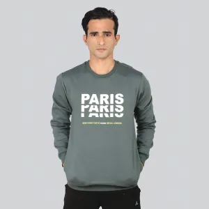 Crew Neck Graphic Print SweatShirt - Kelp Green