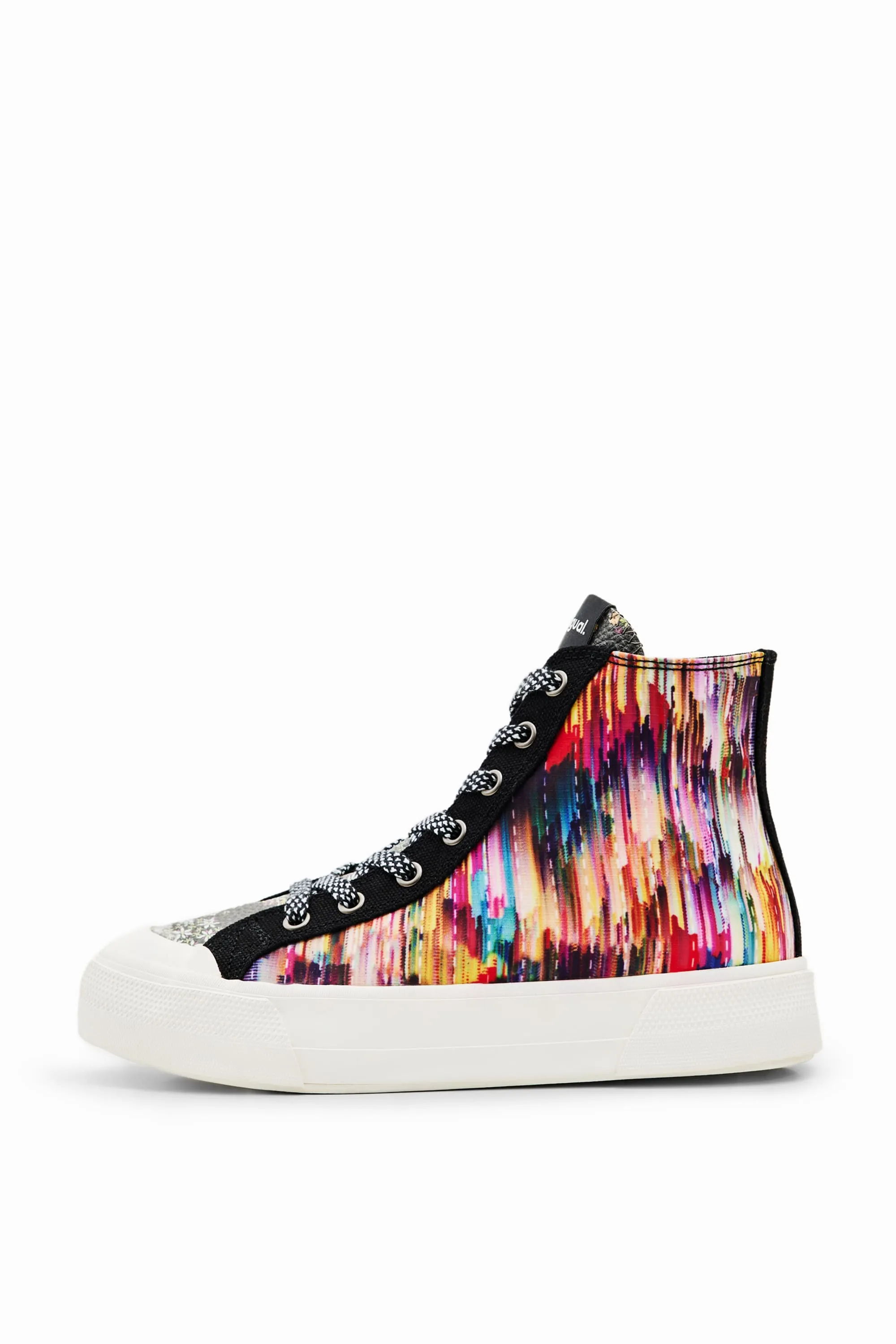 Desigual Crush Digital Print Multicoloured Patchwork High Top Sneakers 23WSKA16