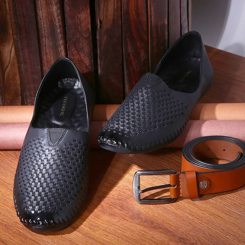 Fortune Black Casual Mojari Shoes For Men Avn-40 By Liberty