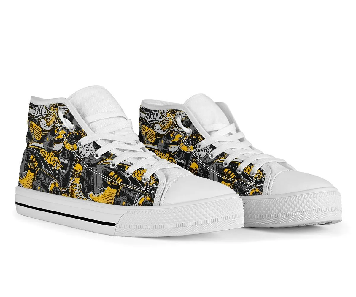 High Top Sneakers - Graffiti Fashion #22 | Custom Shoes, Street Fashion, Urban Street Art, Custom High Tops, Unique Shoes