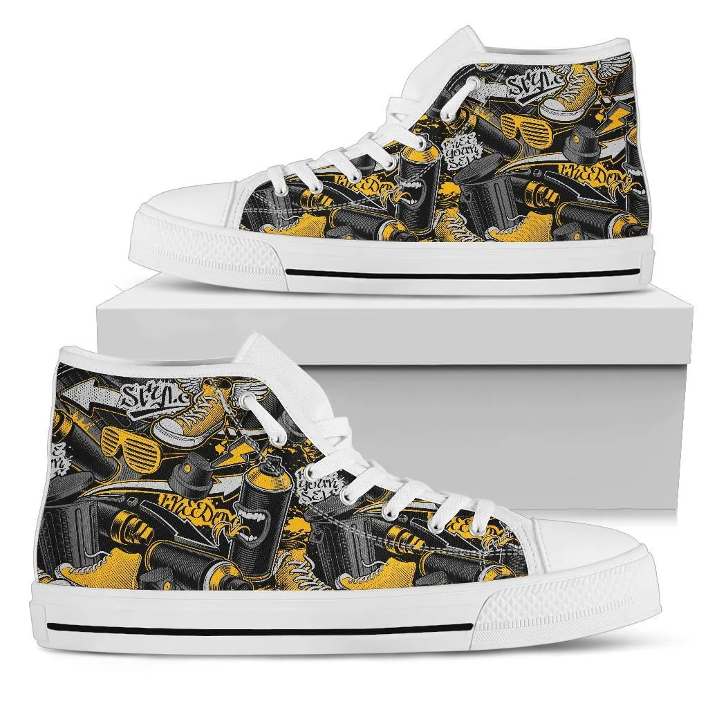 High Top Sneakers - Graffiti Fashion #22 | Custom Shoes, Street Fashion, Urban Street Art, Custom High Tops, Unique Shoes