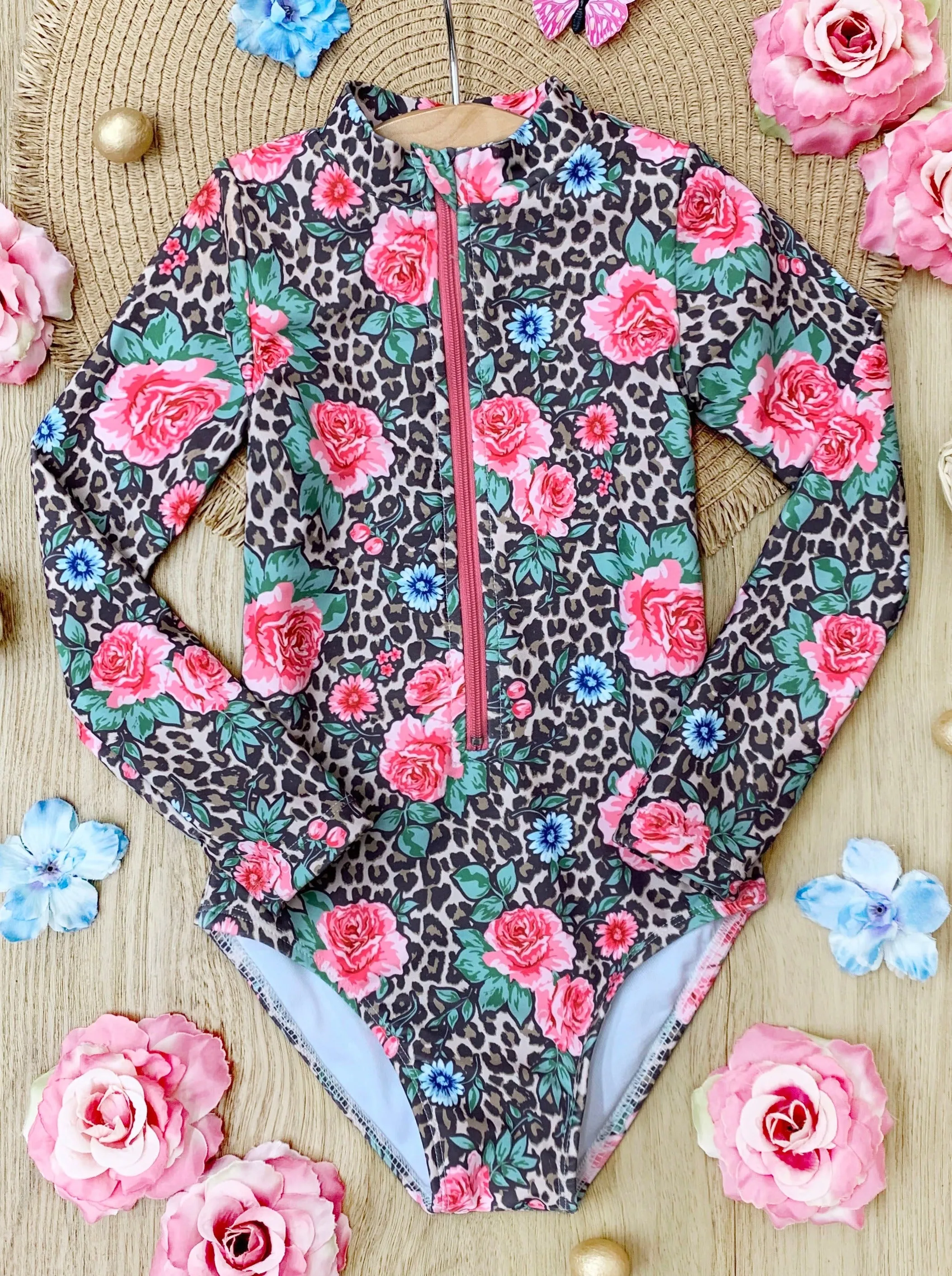 In Vacation Mode Rash Guard One Piece Swimsuit