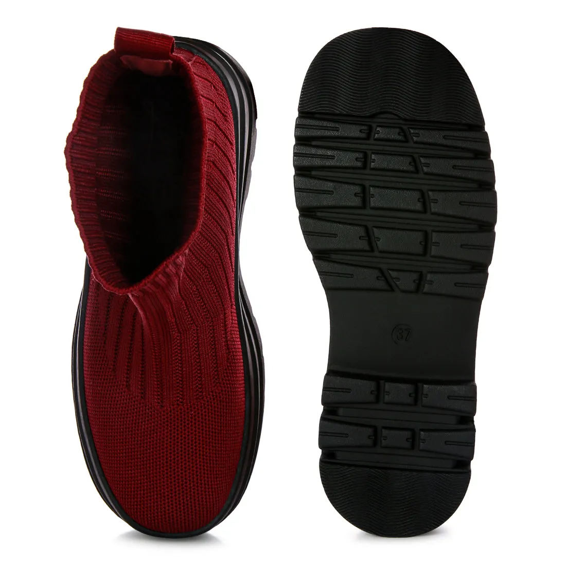 Knitted Platform Chunky Boots