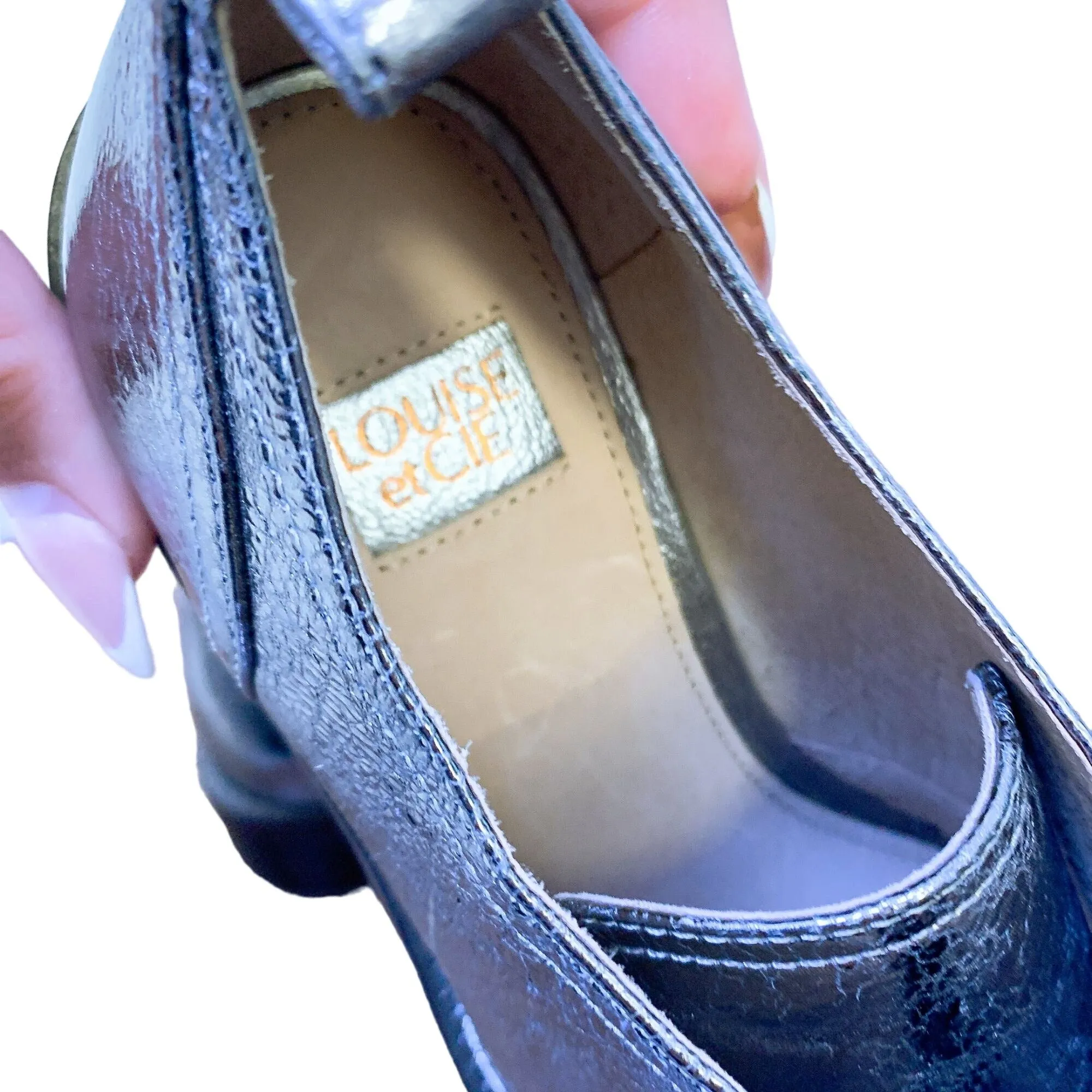 Louise Et Cie Womens Metallic Silver Leather Zipper Oxford Shoes 6