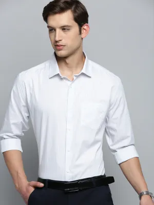 Men White Striped Formal Shirt