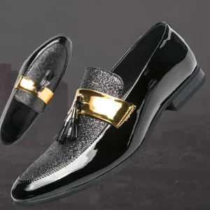 Men's  Business Italy Gold Silver Shiny Dress Shoes