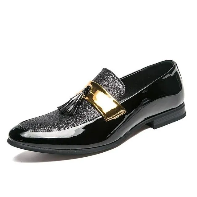 Men's  Business Italy Gold Silver Shiny Dress Shoes