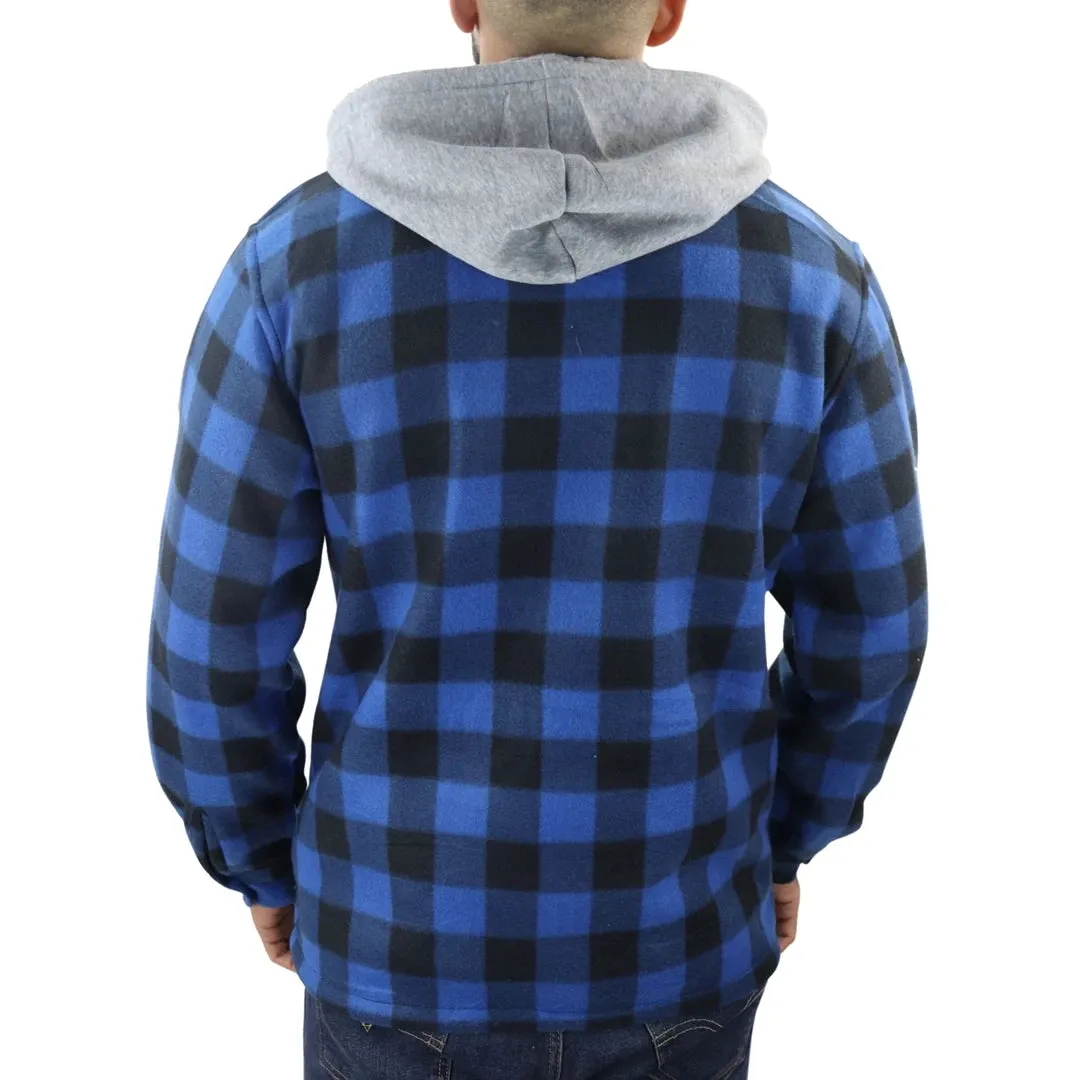 Men's Fleece Lined Lumberjack Hooded Check Winter Shirt