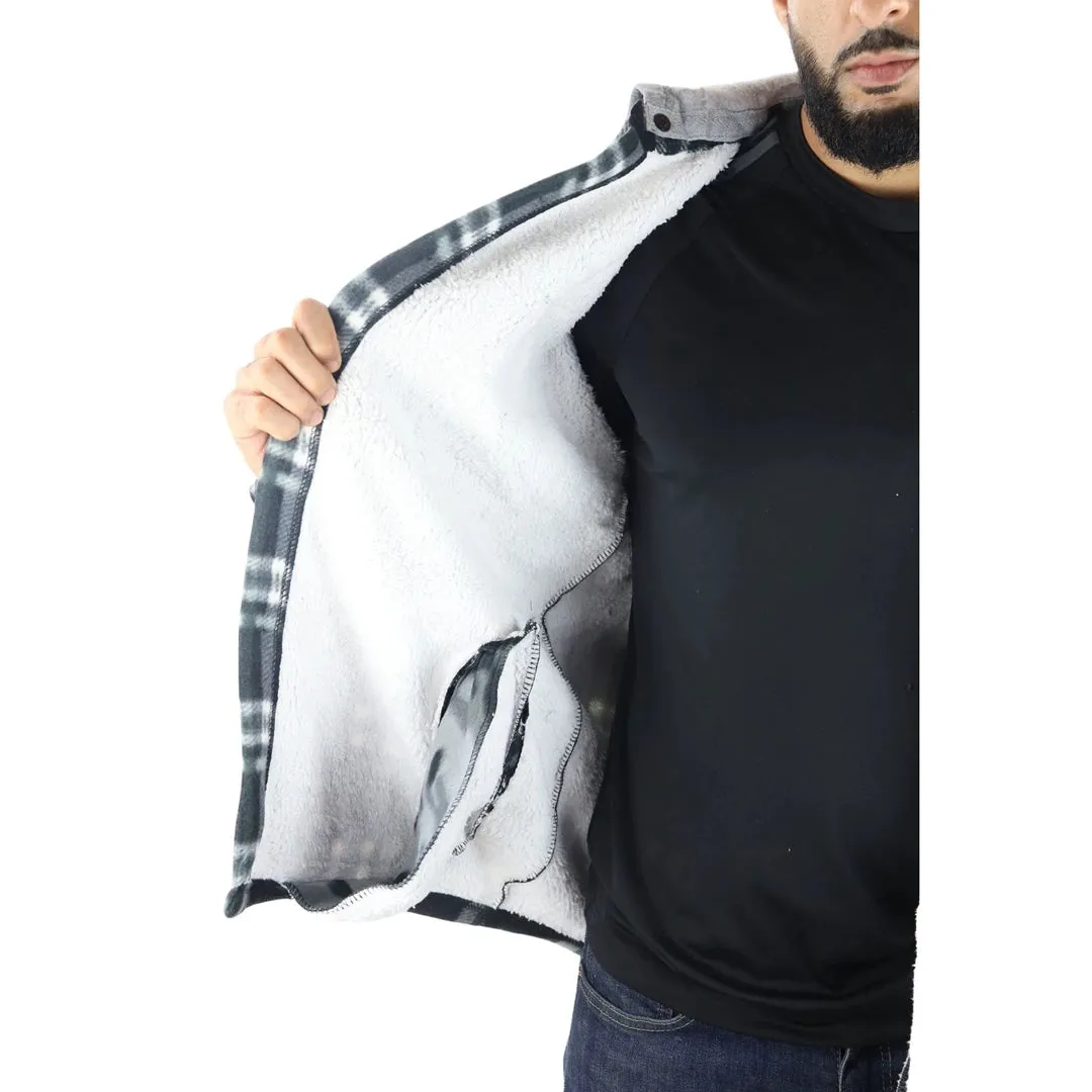 Men's Fleece Lined Lumberjack Hooded Check Winter Shirt