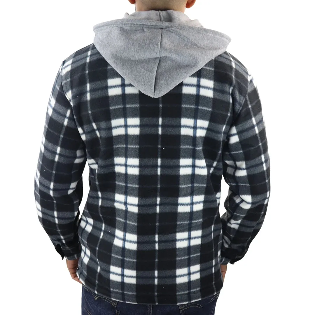 Men's Fleece Lined Lumberjack Hooded Check Winter Shirt