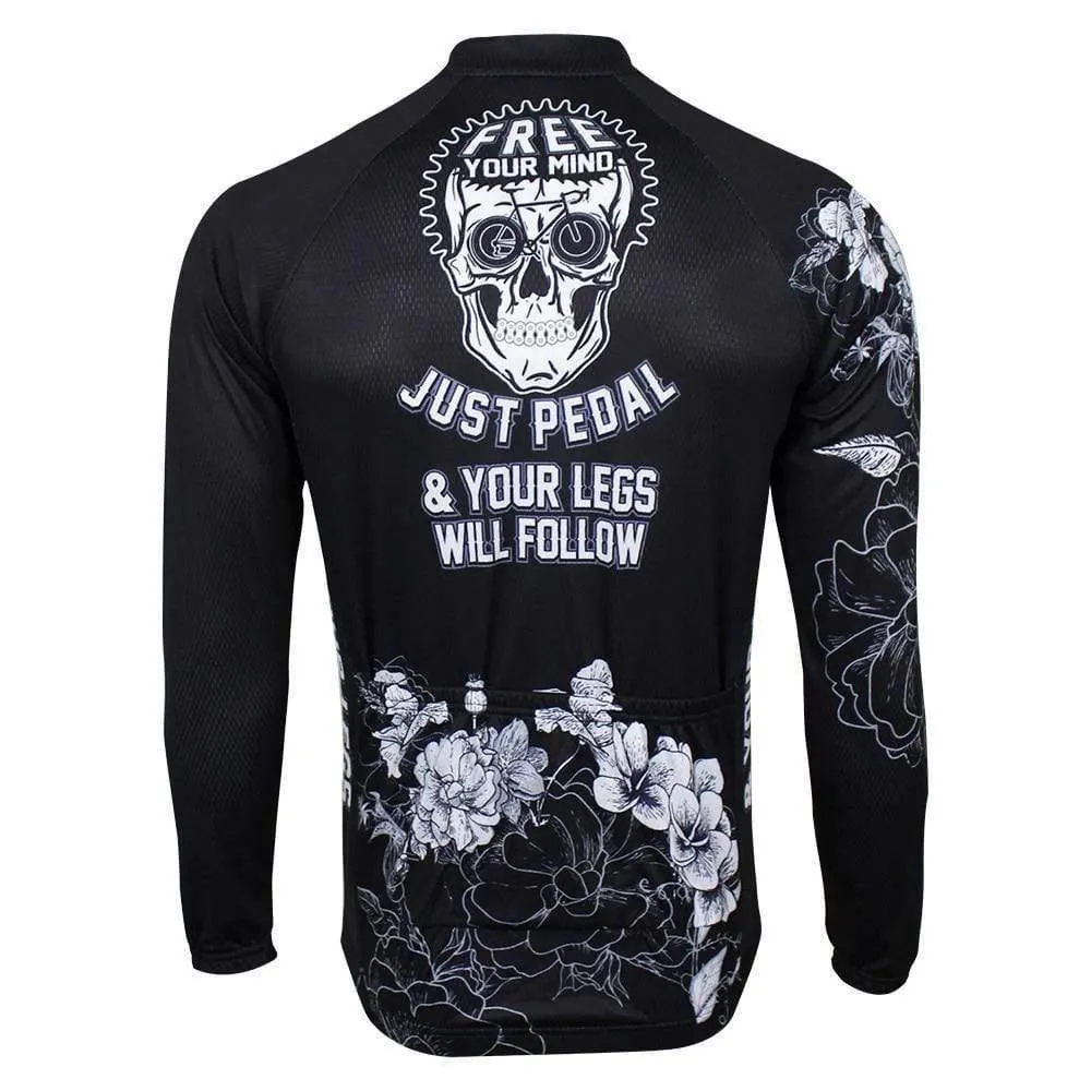 Men's Free Your Mind Skull Long Sleeve Cycling Jersey