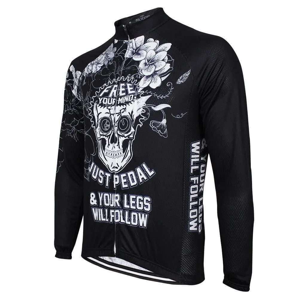 Men's Free Your Mind Skull Long Sleeve Cycling Jersey