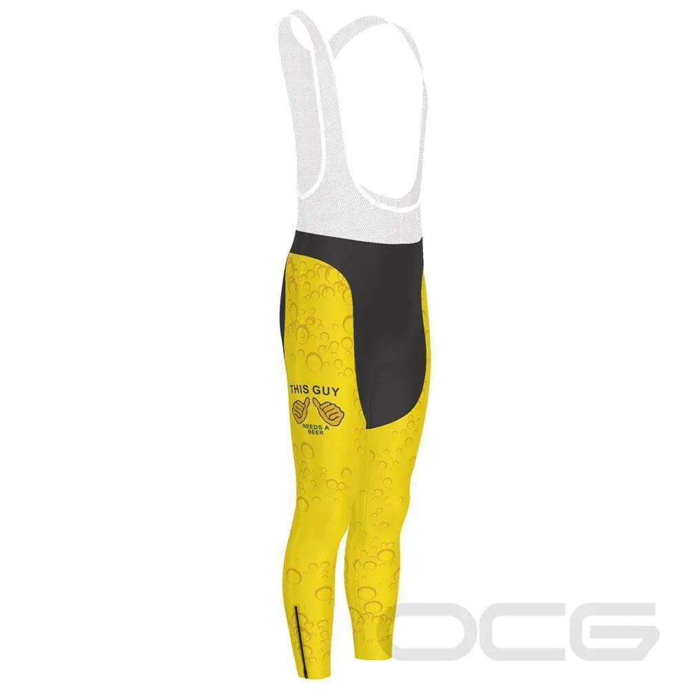 Men's This Guy Needs a Beer Gel Padded Cycling Bib-Tights